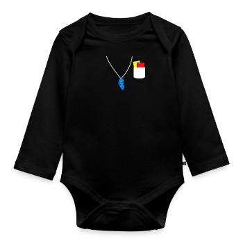 L’arbitre siffle un carton jaune carton rouge - Body Bébé bio manches longues - noir - Devant