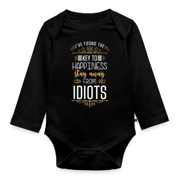 Happiness Positive Money - Organic Longsleeve Baby Bodysuit - black - Front