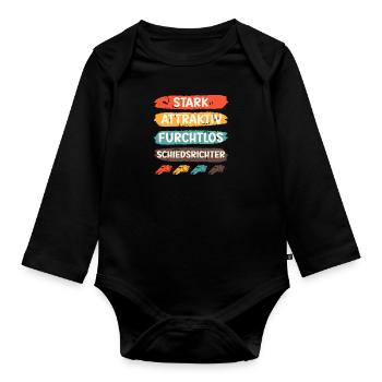 Stark Attraktiv Furchtlos Schiedsrichter - Baby Bio-Langarm-Body - Schwarz - Vorne