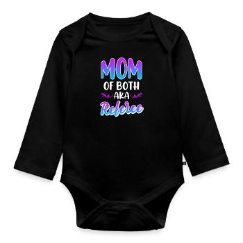 Mother of twins Mama 2 children - Organic Longsleeve Baby Bodysuit - black - Front