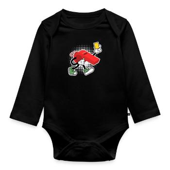 Sifflet de l’arbitre avec carton jaune Shiri - Body Bébé bio manches longues - noir - Devant