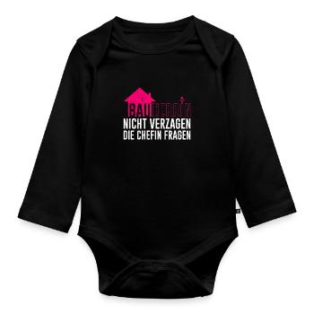 Bauherrin Chefin fragen Eigenheim Bauherrin - Baby Bio-Langarm-Body - Schwarz - Vorne