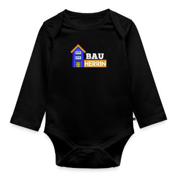 Bauherrin Eigenheim Hausbauer - Baby Bio-Langarm-Body - Schwarz - Vorne