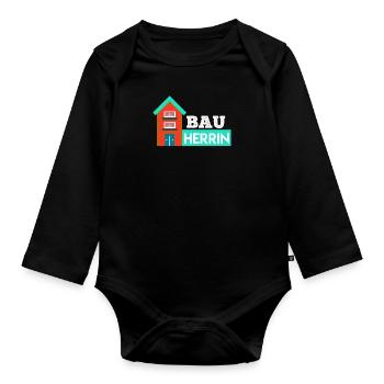 Bauherrin Eigenheim Hausbauer - Baby Bio-Langarm-Body - Schwarz - Vorne