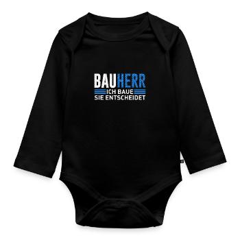 Bauherr ich baue Sie entscheidet Eigenheim - Baby Bio-Langarm-Body - Schwarz - Vorne
