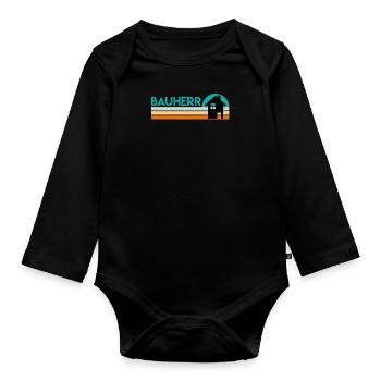 Bauherr Eigenheim Richtfest - Baby Bio-Langarm-Body - Schwarz - Vorne