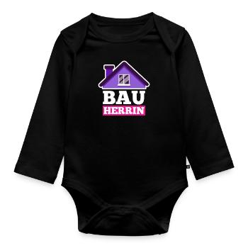 Bauherrin - Baby Bio-Langarm-Body - Schwarz - Vorne