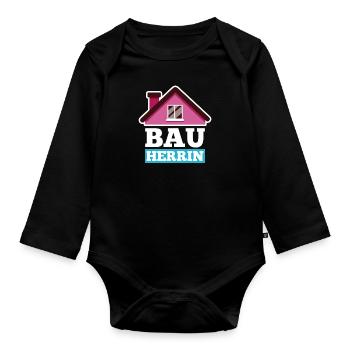 Bauherrin - Baby Bio-Langarm-Body - Schwarz - Vorne