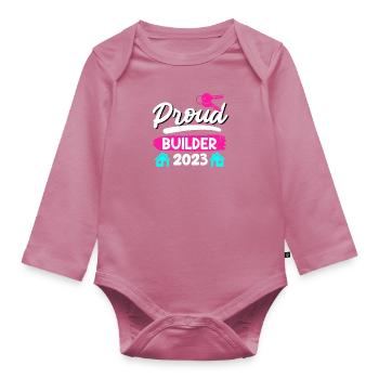 Proud client 2023 Topping-out ceremony for owner-occupied homes - Organic Longsleeve Baby Bodysuit - mauve - Front