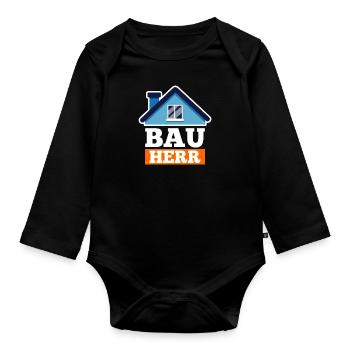Bauherr - Baby Bio-Langarm-Body - Schwarz - Vorne