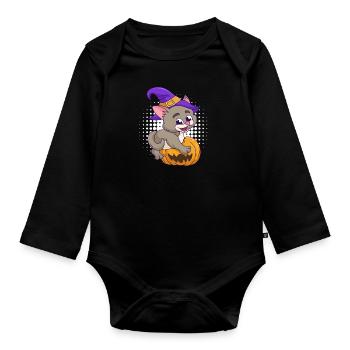 Pumpkin Halloween Witch - Organic Longsleeve Baby Bodysuit - black - Front