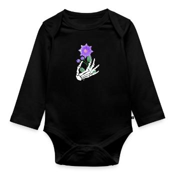 Flowers Decoration Skeleton Halloween - Organic Longsleeve Baby Bodysuit - black - Front