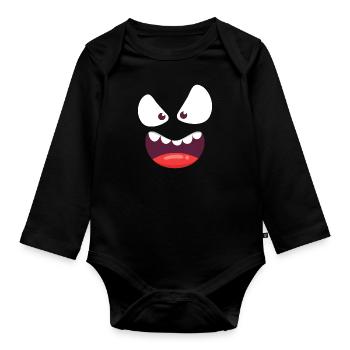 Halloween Ghosts - Organic Longsleeve Baby Bodysuit - black - Front