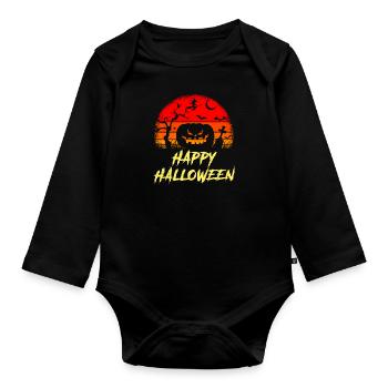 Creepy Decoration Happy Halloween - Organic Longsleeve Baby Bodysuit - black - Front