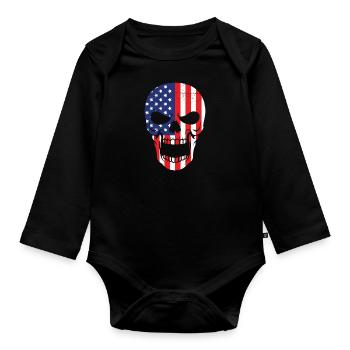Crâne d’Halloween aux États-Unis - Body Bébé bio manches longues - noir - Devant