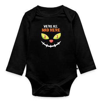 Grinsekatze Halloween Katze - Baby Bio-Langarm-Body - Schwarz - Vorne