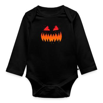 Jack O Lantern Pumpkin Halloween - Organic Longsleeve Baby Bodysuit - black - Front