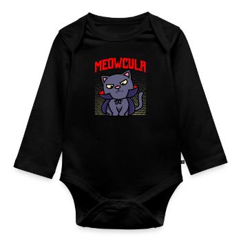 Dracula Halloween Katze - Baby Bio-Langarm-Body - Schwarz - Vorne