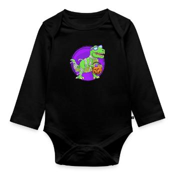 Dinosaur Halloween Mummy - Organic Longsleeve Baby Bodysuit - black - Front