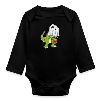 Dinosaur Halloween Ghost - Organic Longsleeve Baby Bodysuit - black - Front