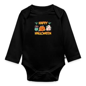 Happy Halloween - Baby Bio-Langarm-Body - Schwarz - Vorne