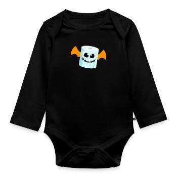Papier toilette Bat Halloween - Body Bébé bio manches longues - noir - Devant
