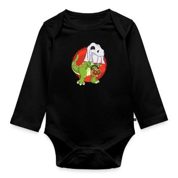 Dinosaur Halloween Ghost - Organic Longsleeve Baby Bodysuit - black - Front