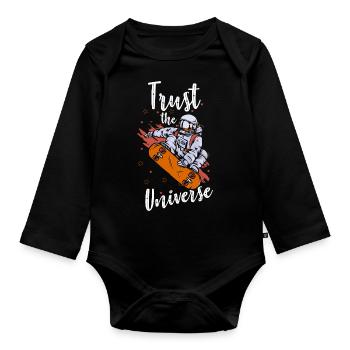 stars astronomy moon - Organic Longsleeve Baby Bodysuit - black - Front
