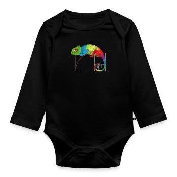 Fibonacci Tag Goldenes Ratio Mathe Chamäleon - Baby Bio-Langarm-Body - Schwarz - Vorne