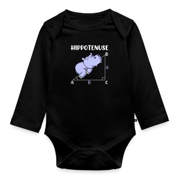 Hippotenuse mathématiques amusantes maths - Body Bébé bio manches longues - noir - Devant