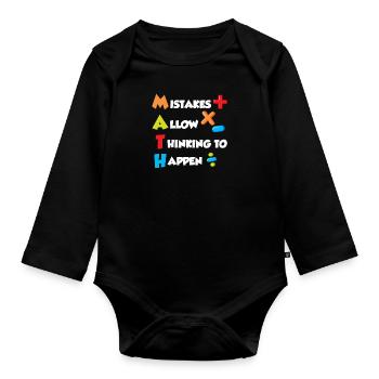 Mistakes allow Thinking to happen Mathematics - Organic Longsleeve Baby Bodysuit - black - Front