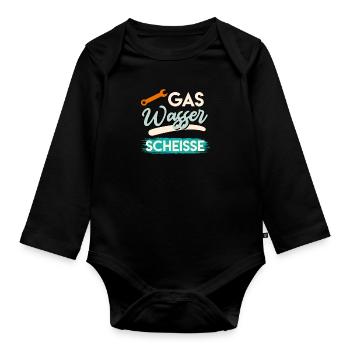 Gas Wasser Scheiße - Baby Bio-Langarm-Body - Schwarz - Vorne