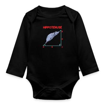 Math Hippo Professeur de mathématiques Hippotenuse - Body Bébé bio manches longues - noir - Devant