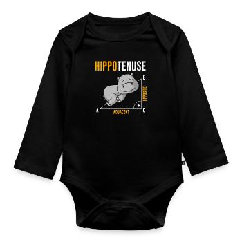 Nieldpferd Hippo Hippotenuse Algebra Mathelehrer - Baby Bio-Langarm-Body - Schwarz - Vorne
