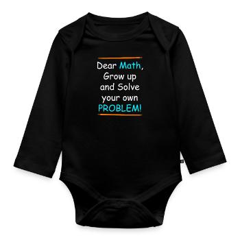 Les mathématiques grandissent et résolvent votre propre problème - Body Bébé bio manches longues - noir - Devant