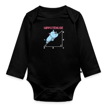 Hypoténuse Hippopotence Math - Body Bébé bio manches longues - noir - Devant