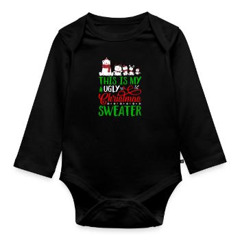 C’est mon vilain design de Noël avec des motifs d’animaux - Body Bébé bio manches longues - noir - Devant