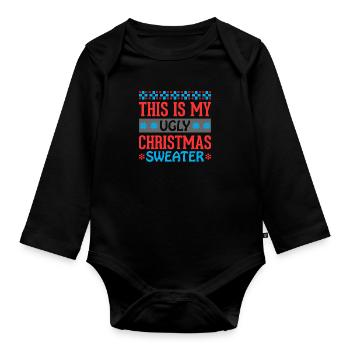 C’est mon vilain design de Noël - Body Bébé bio manches longues - noir - Devant