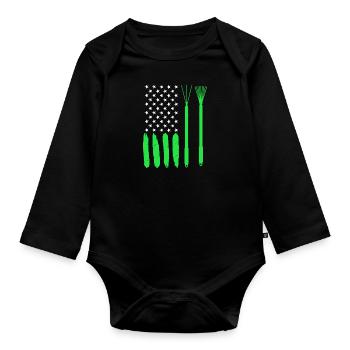 USA Gärtner Rechenzentrum Gartenarbeit - Baby Bio-Langarm-Body - Schwarz - Vorne