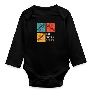 Gas Water Shit Plumber - Organic Longsleeve Baby Bodysuit - black - Front