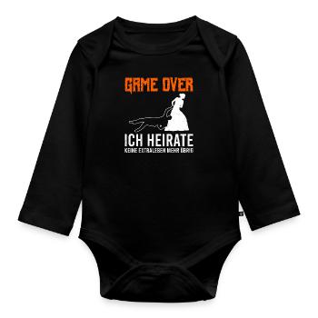Game Over - Hochzeit Jungesellenabschied Mann - Baby Bio-Langarm-Body - Schwarz - Vorne