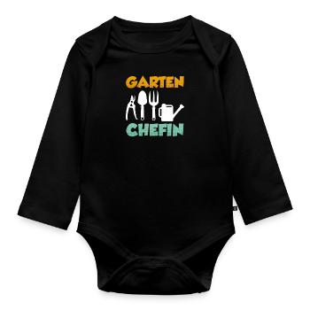 Garten Chefin Gärtnerin Damen Garten - Baby Bio-Langarm-Body - Schwarz - Vorne