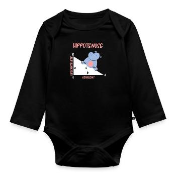 Mathématicien Hippotenuse Hippo Triangle - Body Bébé bio manches longues - noir - Devant