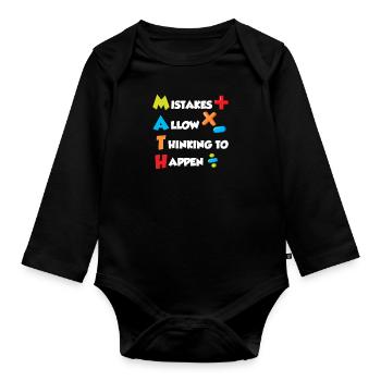 Mistakes allow Thinking to happen Mathematics - Organic Longsleeve Baby Bodysuit - black - Front