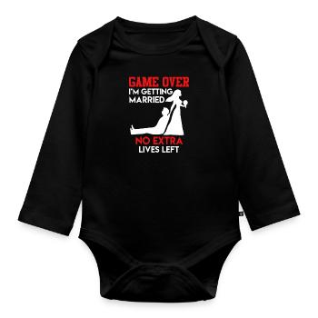Game over - JGA Männer Hochzeit - Baby Bio-Langarm-Body - Schwarz - Vorne