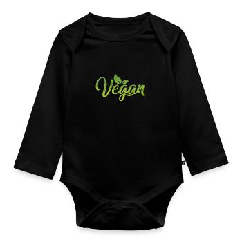 Vegan Live, Lebensstil Lifestyle, Gesunde - Baby Bio-Langarm-Body - Schwarz - Vorne