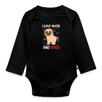 J’adore les mathématiciens en mathématiques et les vadrouilles de chien - Body Bébé bio manches longues - noir - Devant