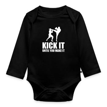Boxsport Boxhandschuhe Boxen Kampfsport Kickboxen - Baby Bio-Langarm-Body - Schwarz - Vorne