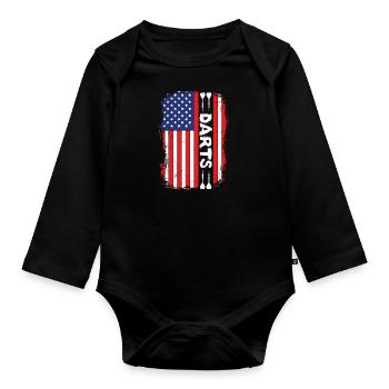 Fléchettes Fléchettes Drapeau des États-Unis - Body Bébé bio manches longues - noir - Devant