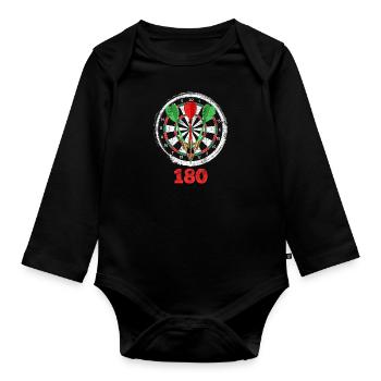 Fléchettes 180 jeu de fléchettes 180 en fléchettes - Body Bébé bio manches longues - noir - Devant